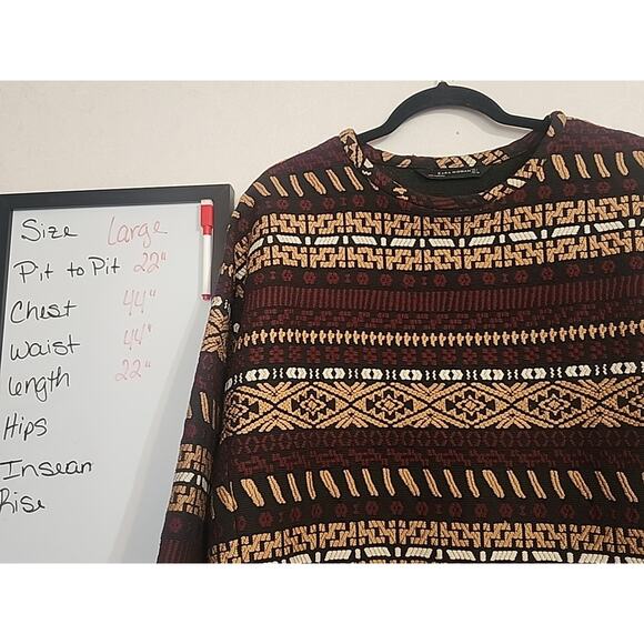 Zara Women Top L Geometric Cropped Aztec Y2K Southwestern Embroidered - Picture 3 of 7